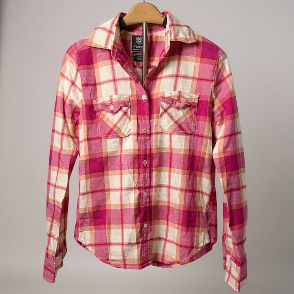 American Eagle Outfitters Tops - American Eagle Outfitters Vibrant Plaid Shirt